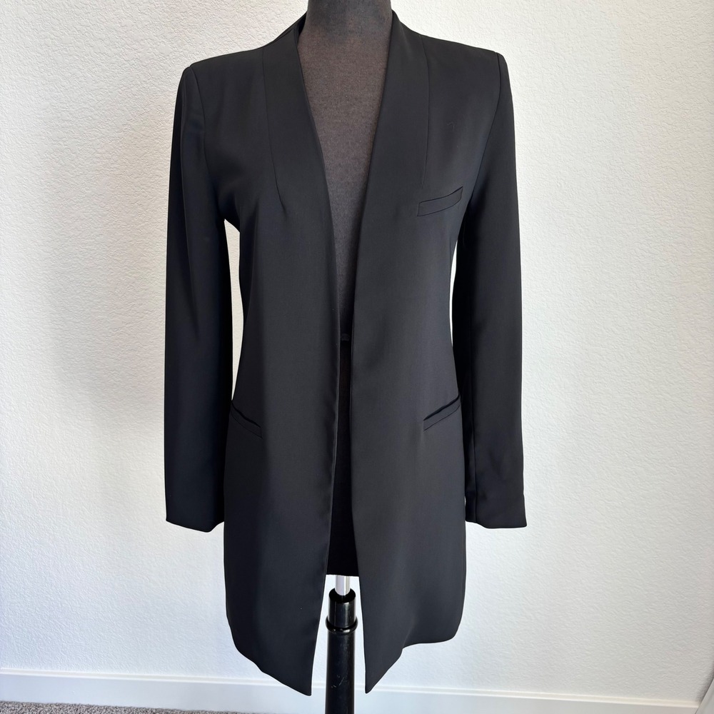 ASTR The Label Womens Black Longline Open Front Blazer Jacket Small